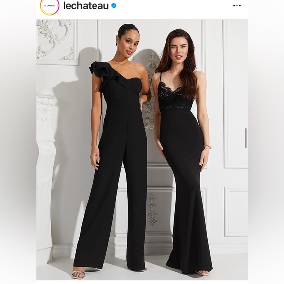 LE CHATEAU Wide Leg Bustier Jumpsuit With One-Shoulder Ruffle - Picture 14 of 14